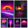 Poster Synthwave Néon – Affiche Murale Étanche Rétro 80’s