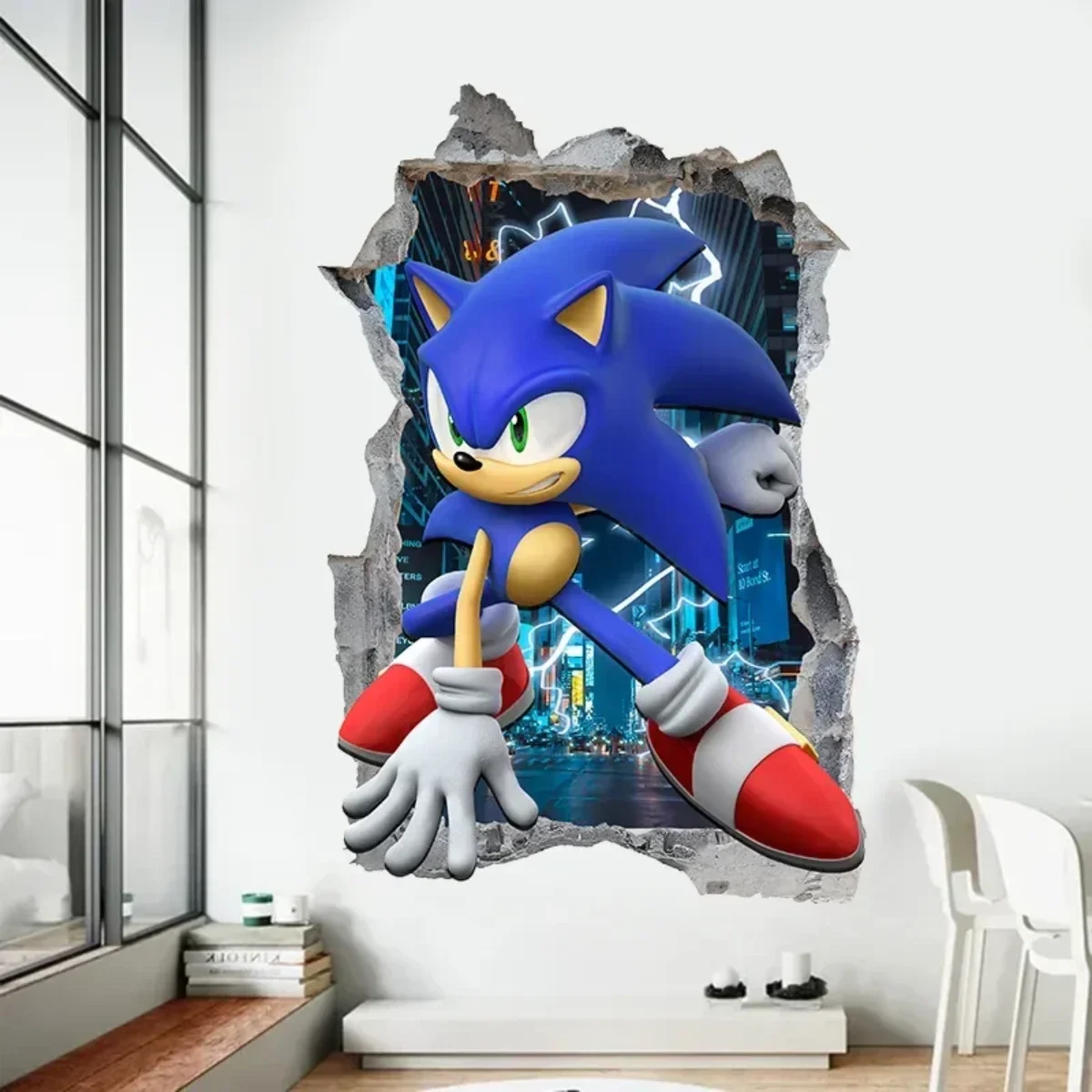 Sonic The Movie 3D Smashed Wall Sticker – Removable Vinyl Decal For Kids' Room, Door, Or Car